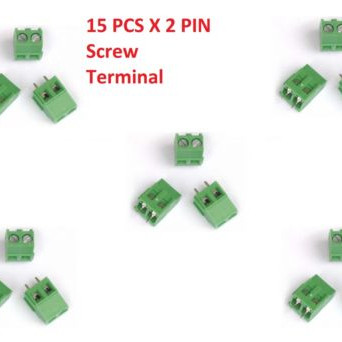 15 PCS x 2 PIN 5mm PITCH TERMINAL BLOCK PCB CONNECTORS AC 300V 10A 