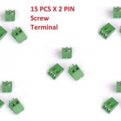 15 PCS x 2 PIN 5mm PITCH TERMINAL BLOCK PCB CONNECTORS AC 300V 10A 