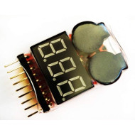 2 IN1 Tester Low Voltage Buzzer Alarm 1-8S Lipo Li-on Fe RC Helicopter Airplane Boat Battery Digital Voltage Meter Monitor