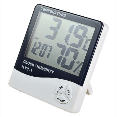 HTC-1 Temperature Humidity Time Display Meter with Alarm Clock, Humidity Meter Incubator Meter, Wall Mount or Table Top