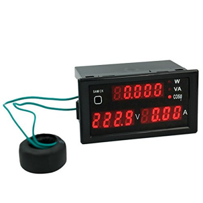 Multi Functional AC 80V to 300V LED Voltmeter Ammeter with Active and Apparent Power and Power Factor 5 in 1 Single Phase