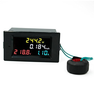 AC 80V - 300V 100A Single Phase 4 in 1 AC Voltmeter Ammeter Power Energy Meter Kwh Color Screen LED Display Single Phase