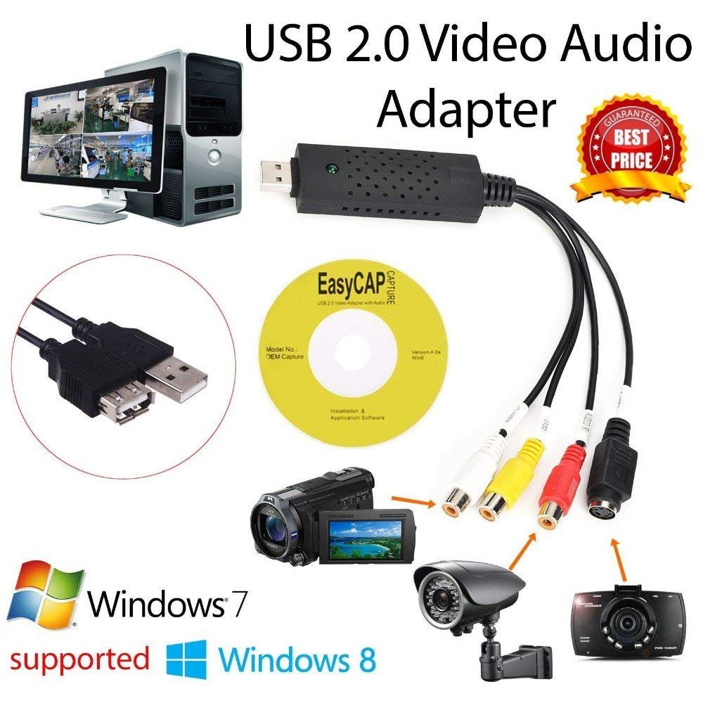 Hot selling! Arrival USB 2.0 Easycap Capture 4 Channel Video TV DVD VHS  Audio PC Capture