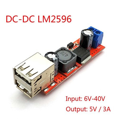 DC 6V-40V to 5V 3A Double USB Charge DC-DC Step-Down Converter Module for Vehicle Charger LM2596 Dual USB