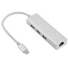 Type C RJ45, USB 3.0 HUB Type C to RJ45 Ethernet Gigabit LAN with 3 Ports USB Adapter for Mac MacBook and Other(Metal Silver)