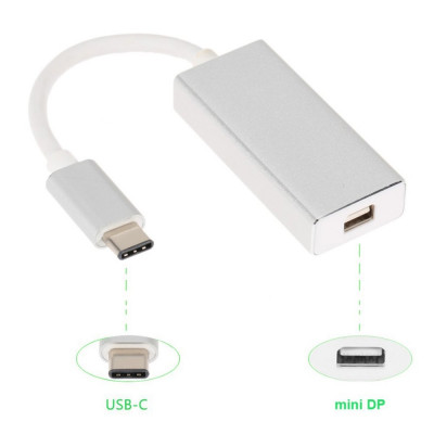 USB 3.1 Type C Male to Mini DP Display Port Female Converter Adapter Cable for Apple MacBook Chromebook and Monitor