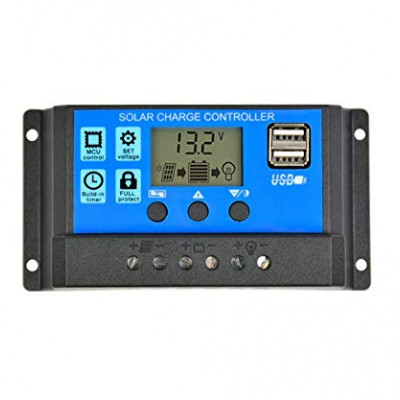 USB Solar Charge Controller Regulator 12V / 24V Auto Switch with LCD Display (10 Amp)