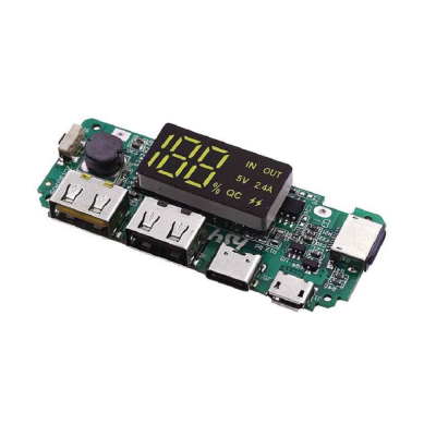 18650 lithium battery digital display charging module 5V2.4A 2A 1A dual USB output Boost
