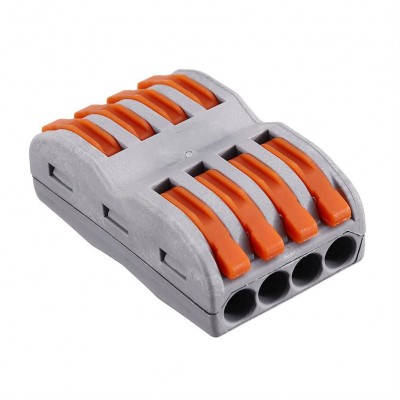 4 Pole Wire Connector Terminal Block with Spring Lock Lever 4 in 4 out
