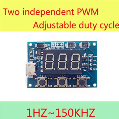 Micro USB 2 Channel Adjustable PWM Signal Generator Duty Cycle Pulse Frequency Module Dual Way Digital LED Display DC 5V 12V 24V