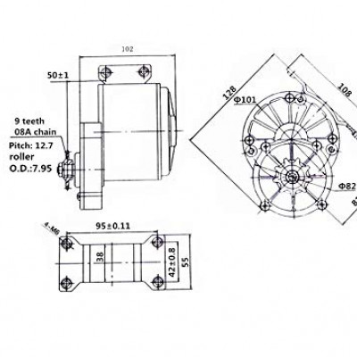 MY1016Z2 24V 250W Electric Motor for E-Bike, Electric Tricycle ,DIY EBike Project