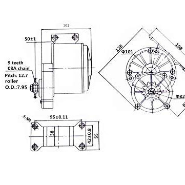 MY1016Z2 36V 250W Electric Motor for E-Bike, Electric Tricycle ,DIY EBike Project