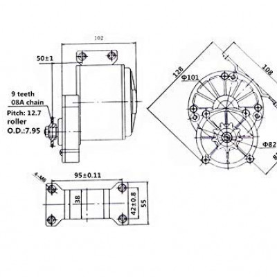 MY1016Z2 36V 250W Electric Motor for E-Bike, Electric Tricycle ,DIY EBike Project