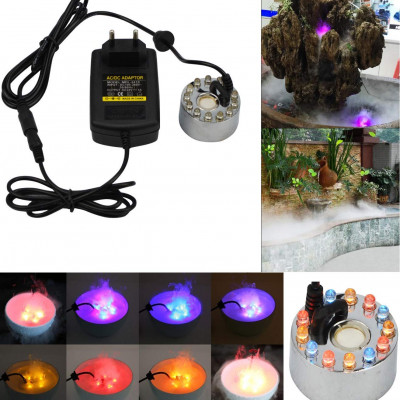 24V Color Changing Ultrasonic Mist Maker Fogger for Water Fountain Pond Atomizer Incubators Air Humidifier 12 LED With Adapter