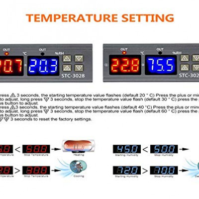 STC-3028 STC3028 Digital Temperature Humidity Controller Home Fridge Thermostat Hygrometer Control Switch AC 110 220V