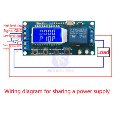 1 Channel 5V Delay Off Cycle Timer 0.01s-9999mins Trigger Delay Switching Relay Module with LCD Display with Micro USB Port