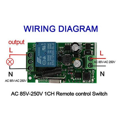 433MHz Smart Wireless Remote Control Switch AC 85V 110V 220V 1CH for Home Office with Wall Switch