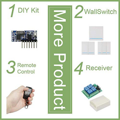 433MHz Smart Wireless Remote Control Switch AC 85V 110V 220V 1CH for Home Office with Wall Switch