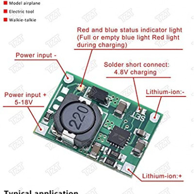 TP5100 2 Cells 8.4V, Single Cell 4.2 V 2Amp Lithium Battery Charger, 18650 Charging PCB 5-18V DC Power Supply