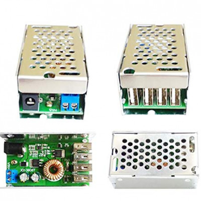 DC-DC Power Supply Module 24V/12V to 5V 5A Converter 4 USB Fast Charging