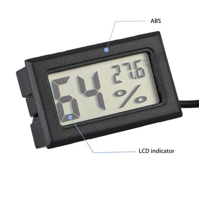Digital Mini Aquarium Thermometer Hygrometer LCD Humidity Meter temperature meter instruments Fridge - Black