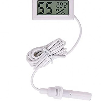 Digital Mini Aquarium Thermometer Hygrometer LCD Humidity Meter temperature  meter instruments Fridge - White