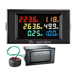 6 in 1 Energy Meter, 80V-300V AC 100A Power Meter Voltage Current Power Factor Active KWH
