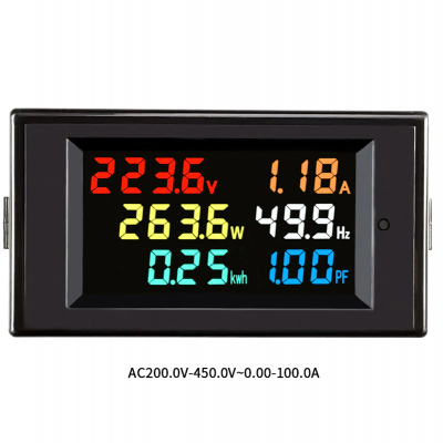 6 in 1 Energy Meter, 80V-300V AC 100A Power Meter Voltage Current Power Factor Active KWH