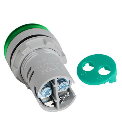 Round LED Mini Digital Display AC 220V 22mm round Voltmeter  Range 60V to 500V- Green