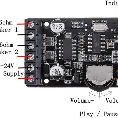 10W/15W/20W Stereo Bluetooth Amplifier Board 12V/24V Digital Power Amplifier Module XY-P15W