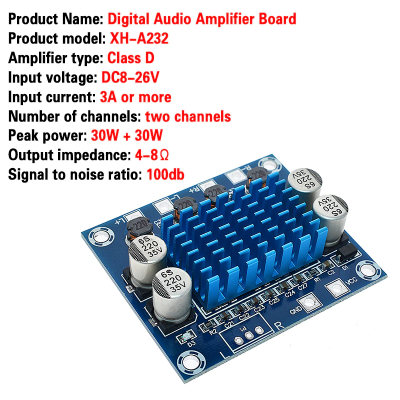 Tpa3110 Xh-a232 30w + 30w Digitale Stereo Audio Power Amplifier Board DC 8-26V 3A