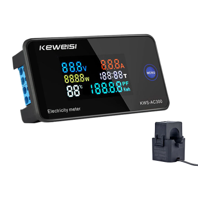 KWS-AC300 Digital Ampermeter Power Energy Voltmeter Ammeter AC 6 in 1 220V 110V 50V~300V 100A Volt Watt Kwh temperature Ammeter