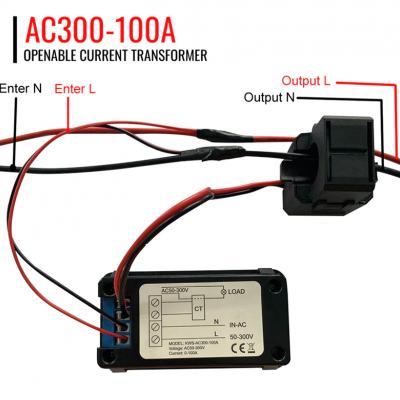 KWS-AC300 Digital Ampermeter Power Energy Voltmeter Ammeter AC 6 in 1 220V 110V 50V~300V 100A Volt Watt Kwh temperature Ammeter