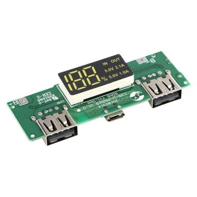 18650 lithium battery 2A 1A dual USB output with display boost module