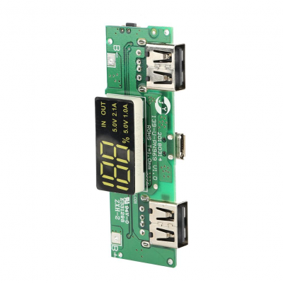 18650 lithium battery 2A 1A dual USB output with display boost module
