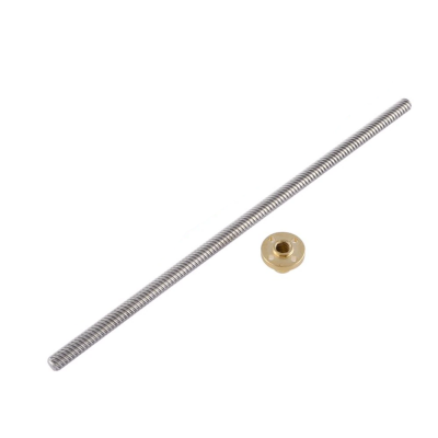 T8 Lead Screw OD 8mm Pitch 2mm Lead 2mm/8mm 300mm With Brass Nut For Reprap 3D Printer