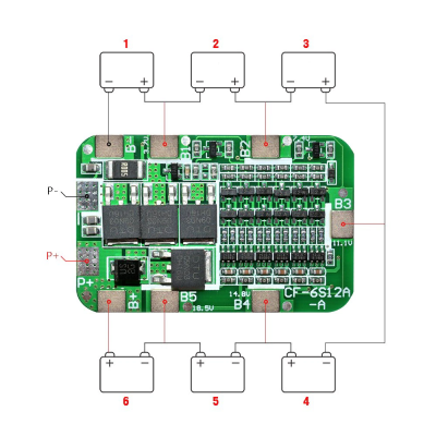 6S 15A 24V PCB BMS Protection Board For 6 Pack 18650 Li-ion Lithium Battery Cell 