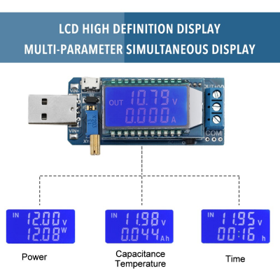 5V To 3.3v 9V 12V 24V Desktop Power Module Battery Capacity Tester