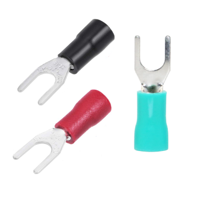 15 Pcs SV1.25-4 Insulated Fork Spade Wire Connector Electrical Crimp Terminal 22-16AWG U-Type (5 Red + 5 Green+5 Black)