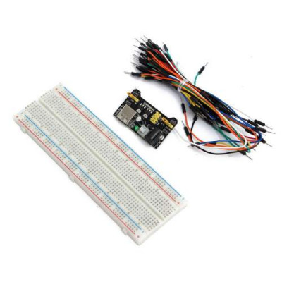 65 Pcs MALE TO MALE JUMPER WIRES+MB102 BREADBOARD 830P+MB102 POWER SUPPLY 