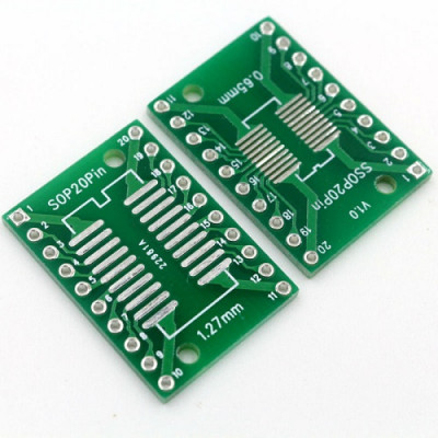 SOP20 SSOP20 TSSOP20 patch to DIP DIP 0.65 / 1.27mm adapter board PCB