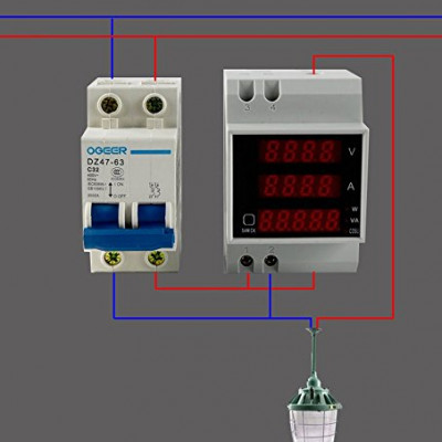 AC 80V to 300V AC 100Amp Digital AC Voltmeter Ammeter Power Meter apprent Meter Power Factor 5 in 1 DIN Rail Single Phase