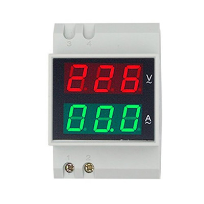 AC 80V to 300V AC 100Amp Digital AC Voltmeter Alternationg Voltage Current Meter DIN Rail Single Phase