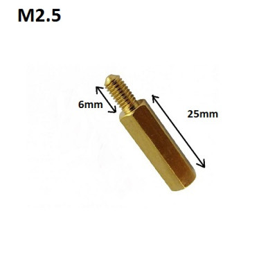 M2.5 25MM X 6MM HEXAGONAL SPACER WITH SCREW AND NUT SET
