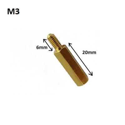 M3 20MM X 6MM HEXAGONAL SPACER WITH SCREW AND NUT SET