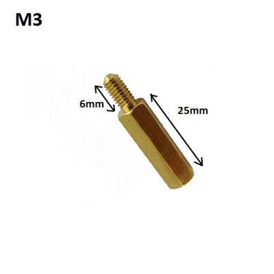 M3 25MM X 6MM HEXAGONAL SPACER WITH SCREW AND NUT SET