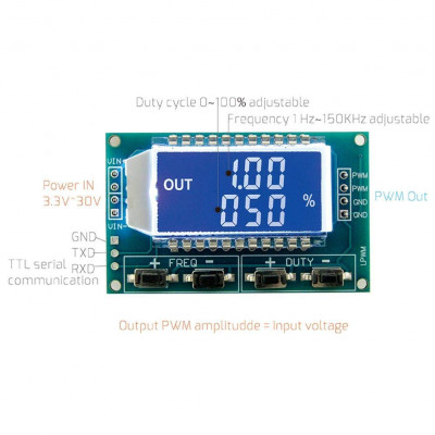 PWM Pulse Frequency Duty Cycle Adjustable Module Square Wave Rectangular Wave Signal Generator XY-LPWM