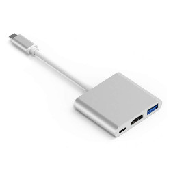Type C to 4K HDMI USB 3.0 USB-C 3.1 Charging Cable Adapter Converter for MacBook Samsung Android (Metal Silver) Type C to 4K HDMI USB 3.0 USB-C 3.1 Charging Cable Adapter Converter for MacBook Samsung Android (Metal Silver)