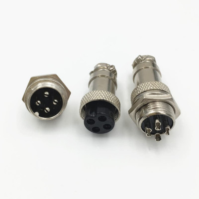 GX16 4 Pin XLR 16mm Male + Female Audio Cable Connector Aviation Plug Panel Chassis Mount Adapter