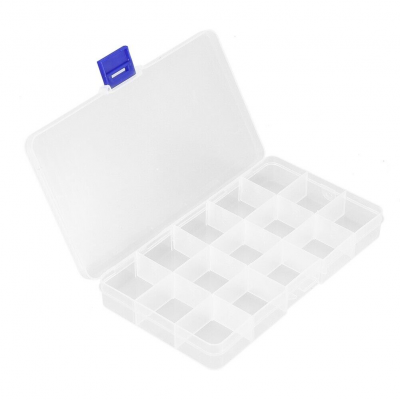 Adjustable 15 Grids Transparent Plastic Storage Box for Small Component  Jewelry Pills Organizer